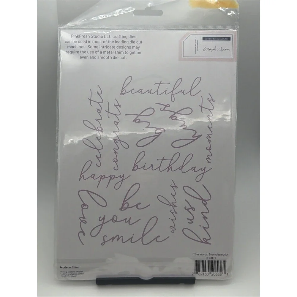 Pinkfresh Studio Metal Stand alone dies Thin words everyday script hugs smile